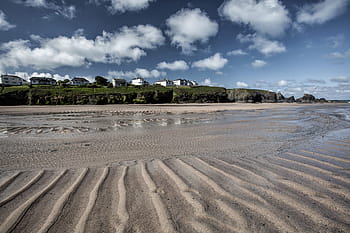 písčité, pláž, Anglie., obraz, zachytil, porthcothan bay, písečná pláž, cornwall, Anglie, byl zajat, porthcothan
