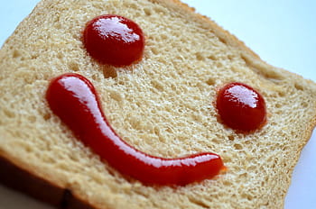 wheat bread, hammy emoji ketchup decor, bread, ketchup, red, face, smiley, smile, emoticon, view, close