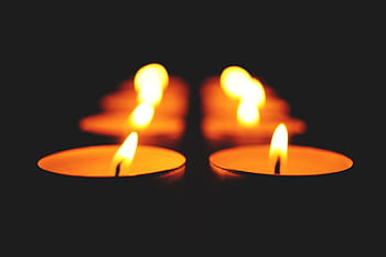 selettivo, messa a fuoco, candele del fanale posteriore, buio, candela, luce, fuoco, notte, sfocatura, fiamma, ardente