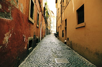 město, budov, domy, Okna, dlažební kamen, ulice, alej, kanalizace, průlez