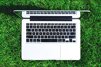 overhead, view, laptop computer, grass, Overhead view, technology, computer, laptop, computer Keyboard, internet, pC