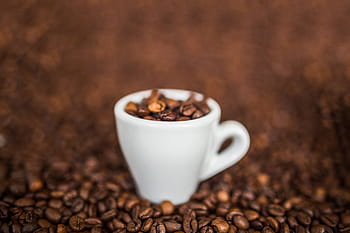 white, teacup, coffee beans, coffee, beans, espresso, cup, cafe, coffee - drink, coffee cup, roasted coffee bean
