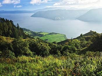 lake, nature, mountain, panoramic, landscape, travel, sky, hill, outdoors, grass, green