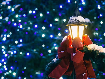 Weihnachten, Licht, Baum, Lampe, Band, Bokeh, Dekor