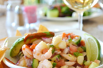 krevety, ceviche, jídlo, restaurace, oběd, předkrm, plody moře, Lahodné, jíst, avokádo, Limetka