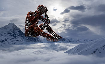 white mountains, isolation, lonely, loneliness, alone, burnout, despair, snow, winter, mountain, sky