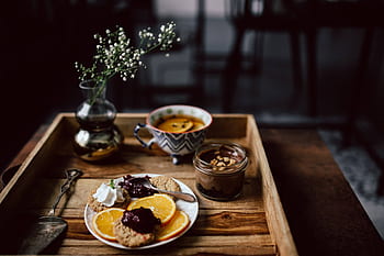 hogar, fruta, té, taza, dulce, desayuno, comida, mermelada, hecho en casa, naranja, en el interior