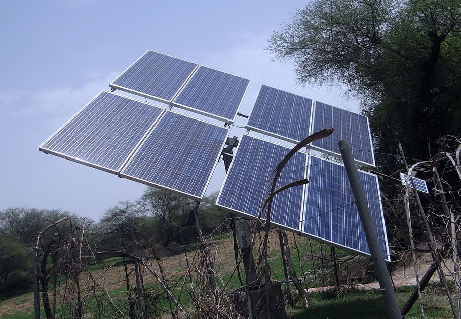 太陽、 パネル、 昼間、 ソーラーパネル、 再生可能エネルギー、 太陽光エネルギー、 電気、 バラトプル、 ラージャスターン州、 インド