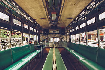 fotografie, vozidlo, interiér, cestující, přeprava, sedět, dojíždět, autobus, džíp, starý, židle