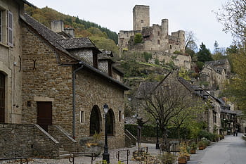 Francie, aveyron, vesnice, středověký, hrad