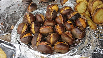 maroni, opečený, hliníková fólie, Kaštan, sladké kaštany, jídlo, jíst
