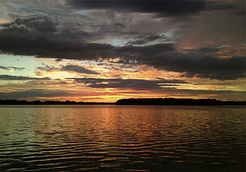 body, water, cloudy, sky, sunset, ocean, dusk, lake, clouds, reflection, scenics
