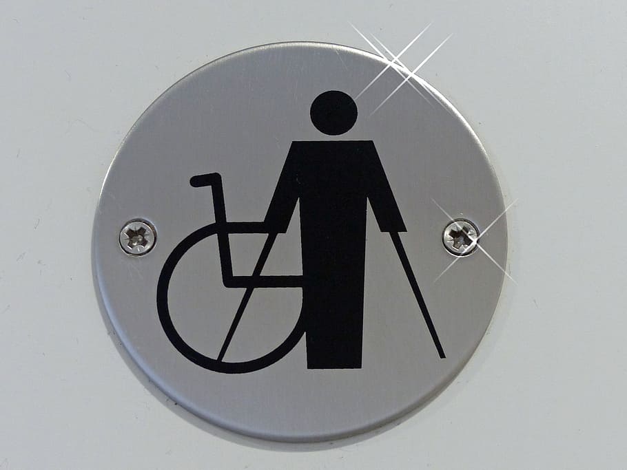 osoba, postižení značení, značky, zakázáno, handicap, invalidní vozík, berle