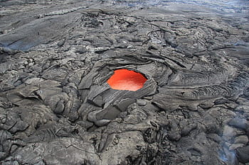 high, angle view photo, cooled, lava, volcanic, crust, molten, window, hot, heat, hawaii