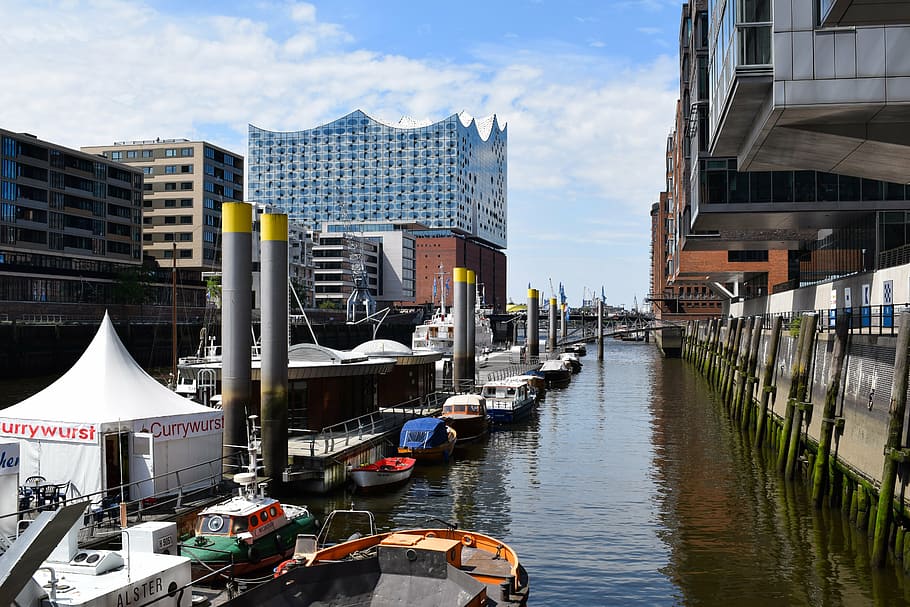 Hamburg, přístav, Labe, přístav hamburg, loď, bota, přístavní město, mosty, voda, námořní plavidlo, městské scény