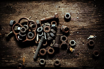 clavos, madera, metal, tuercas, bricolaje, taller, garaje, pernos, cobertizo, reparación, llave
