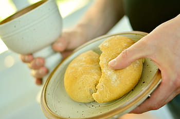 person, holding, saucer, baked, bread, last supper, worship, christian faith, christianity, faith, church