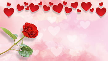 red, rose, hearts clip art, valentine's day, love, affection, heart, romance, valentine, romantic, greeting card