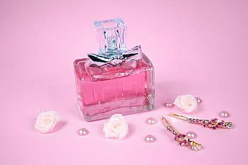 merah muda, berwarna, botol kaca, putih, dekoratif, mawar, bunga, manik-manik mutiara, pin emas, kaca berwarna, mutiara