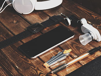 iphone, mobile, smartphone, cell phone, watch, pencil, tools, headphones, objects, audio, technology