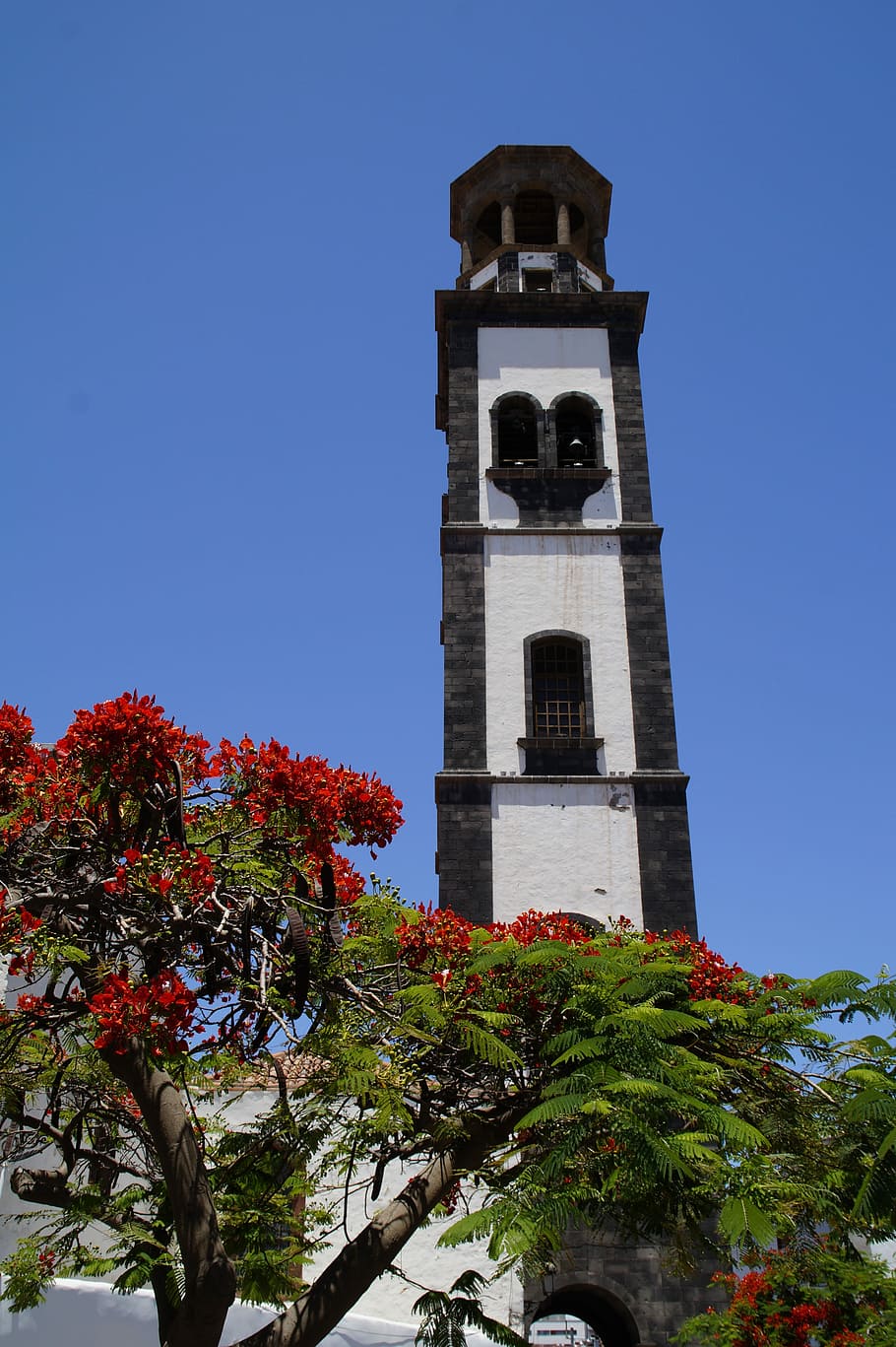 Church, Mediterranean, House Of Worship, flair, mediterranean flair, sky, summer, historically, santa cruz, tenerife, steeple