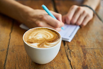 white, ceramic, teacup, filled, coffee, cup, coffee cup, food photo, kitchen, espresso, hands