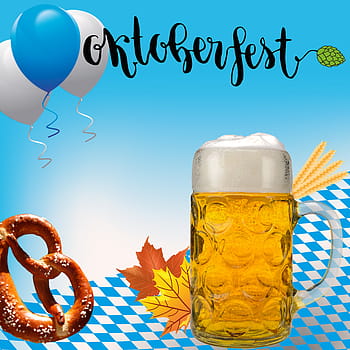 oktoberfest, munich, folk festival, bavaria, bavarian, fun, blue, white, beer mug, brezn, pretzel