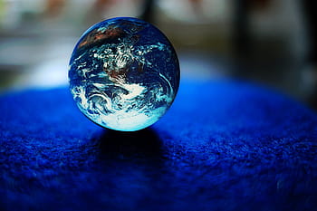 shallow, focus photography, blue, toy marble, Earth, Marble, ball, glass, globe, world, general
