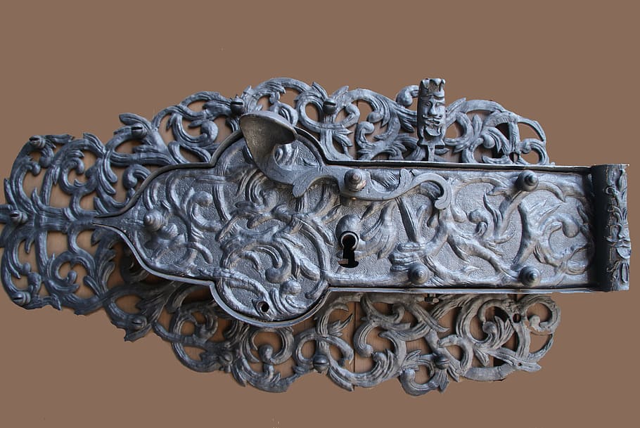 rolování, šedá, kovové stěny, zámek u dveří, starý, hrad, šroub, umělecká díla, zálohování, uzavření, Zavřeno