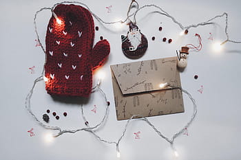 brown envelope, string, lights, christmas, decor, envelope, holiday, seasons, gift, decoration, love