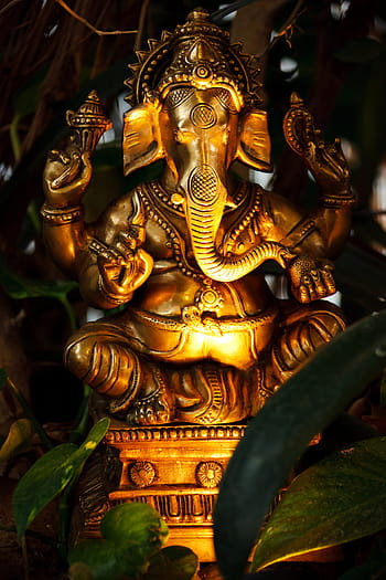 zlatá ganesha figurka, ganesh, asijský, dekorace, slon, tvář, postava, ganesha, Bůh, zlatý, Hind