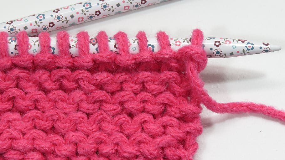 rosa gestricktes Garn, Nadel, Garn, Stricken, wolle, Strumpfband, Stich, traditionell