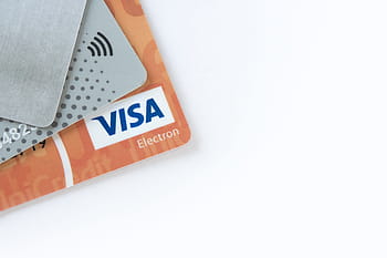 orange, visa card, top, white, surface, electronic payments, bank cards, e-commerce, plastic cards, money, finances