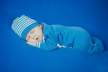 baby, blue, white, striped, footsie, sleeping, boy, newborn, kid, babe, portrait