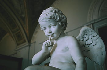 cherub statue, sculpture, angel, boy, statue, stone, wing, religious, face, decoration, christianity