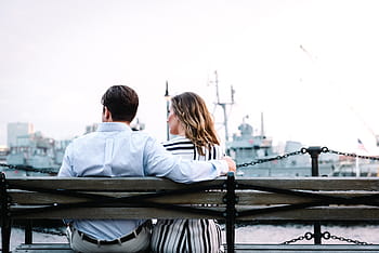 man, sitting, woman, bench, daytiime, couple, brown, daytime, formal, people, love