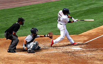hráči baseballu, pole, během dne, baseball, houpačka, chytač, těsto, míč, hráč, tým, kyvné