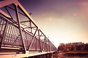 otro, editar, Puente de acero, puente, acero, al aire libre, río, cielo, puente - Estructura artificial, puesta del sol, naturaleza