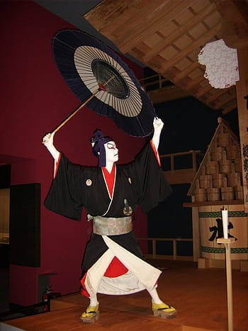 japan, tokyo, paper umbrellas, screen, show, traditional cloths, dance, culture