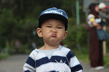 bambino piccolo, bianca, blu, a strisce, camicia, berretto a cappuccio, berretto, bambini, Tailandia, espressione, bambino