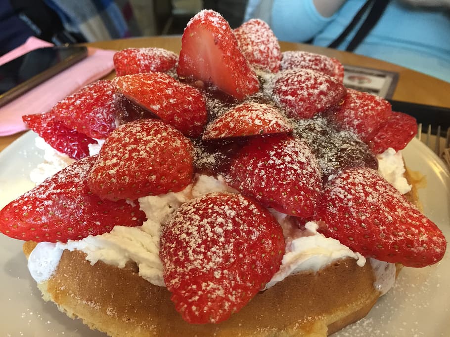 strawberry, crepe, dessert, sweet, delicious, decoration, dinner party, waffle