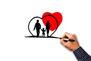 person, drawing, silhouette, people, white, paper, family, bless you, heart, human, group