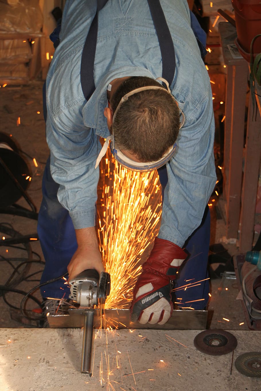 angle, cutting, grinder, iron, metal, sparks, steel, industries, skills