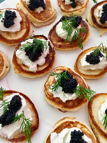 pancake, whip cream, blueberries toppings, food, refreshment, gourmet, delicious, meal, caviar, fish, luxury