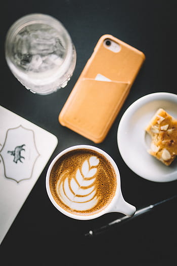 káva latte umění, džbánek, káva, horký, napít se, espresso, pohár, podšálek, lžíce, latte, kavárna