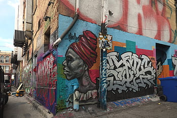 grafitti, město, zeď, budova, roh, umění, městský, barva, barvitý, ulice, cihlový