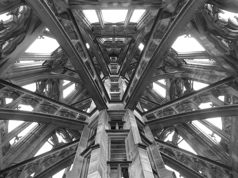 ulm katedrála, münster, architektura, budova, kostel, dom, gotický, pilíř, stuetz pfeiler, oblouky, arkády