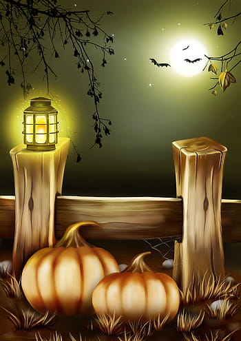 plný, měsíc halloween scénu, světla, dýně, netopýry, úplněk, předvečer Všech svatých, scéna, fotky, noc, veřejná doména