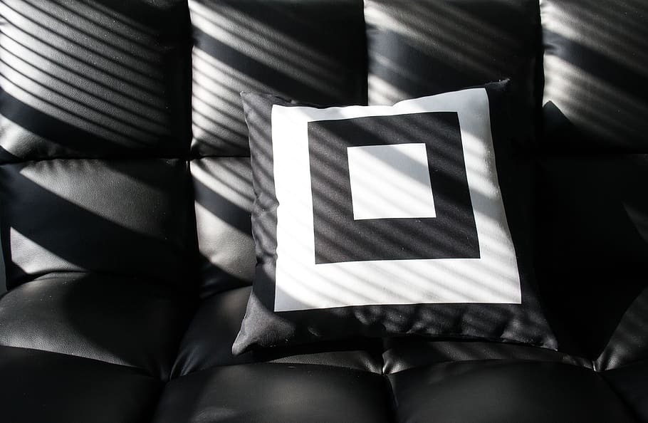 light and shadow, cushion, sofa, leather, fabric, square, interior, design, diagonal lines, home, furniture