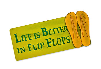 Flip Flops, Shield, Postcard, Live, better, shoes, funny, greeting card, pleasure, decoration, happiness